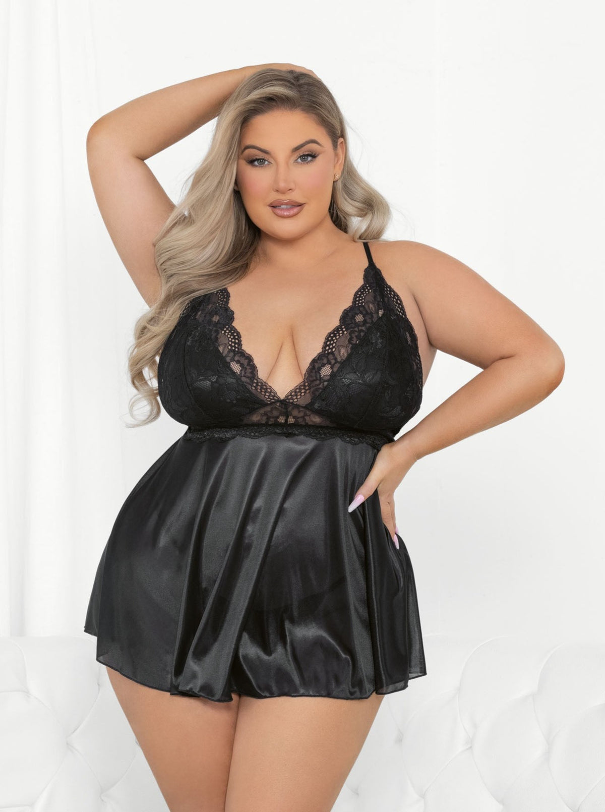 Queen Satin & Lace Babydoll