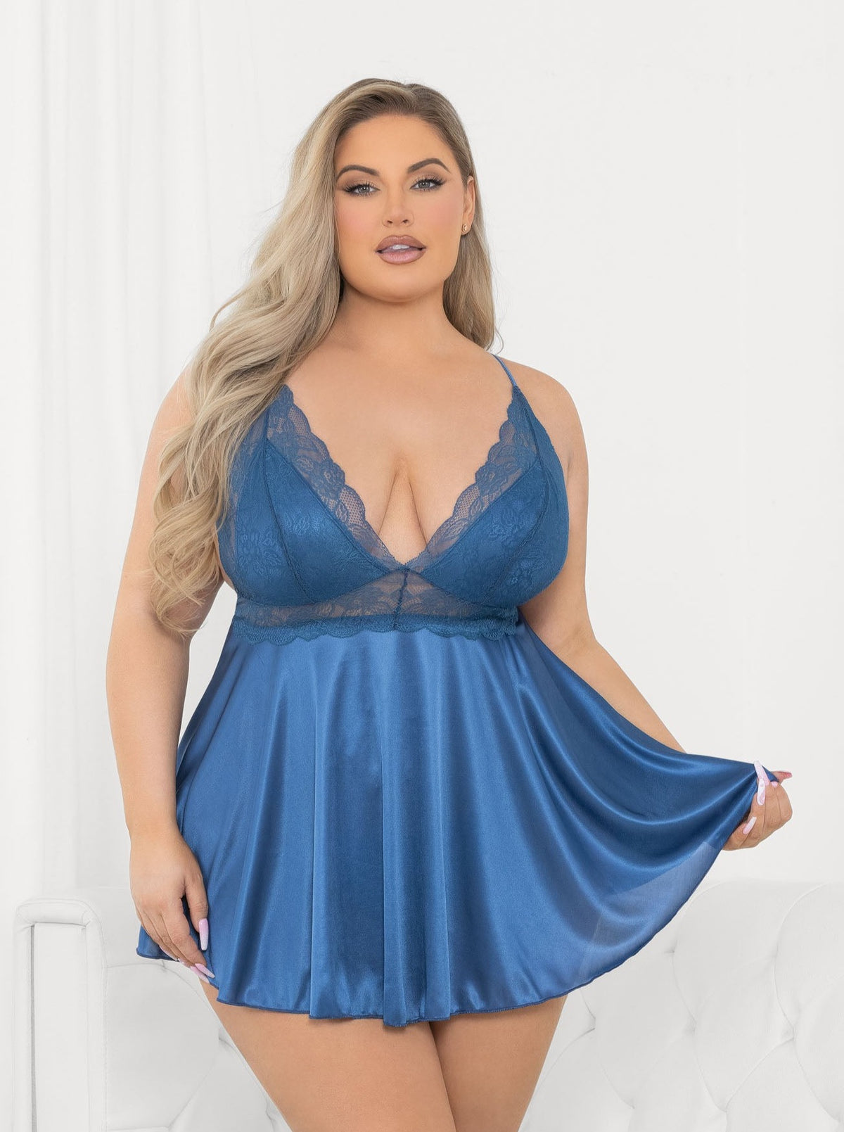 Queen Satin & Lace Babydoll