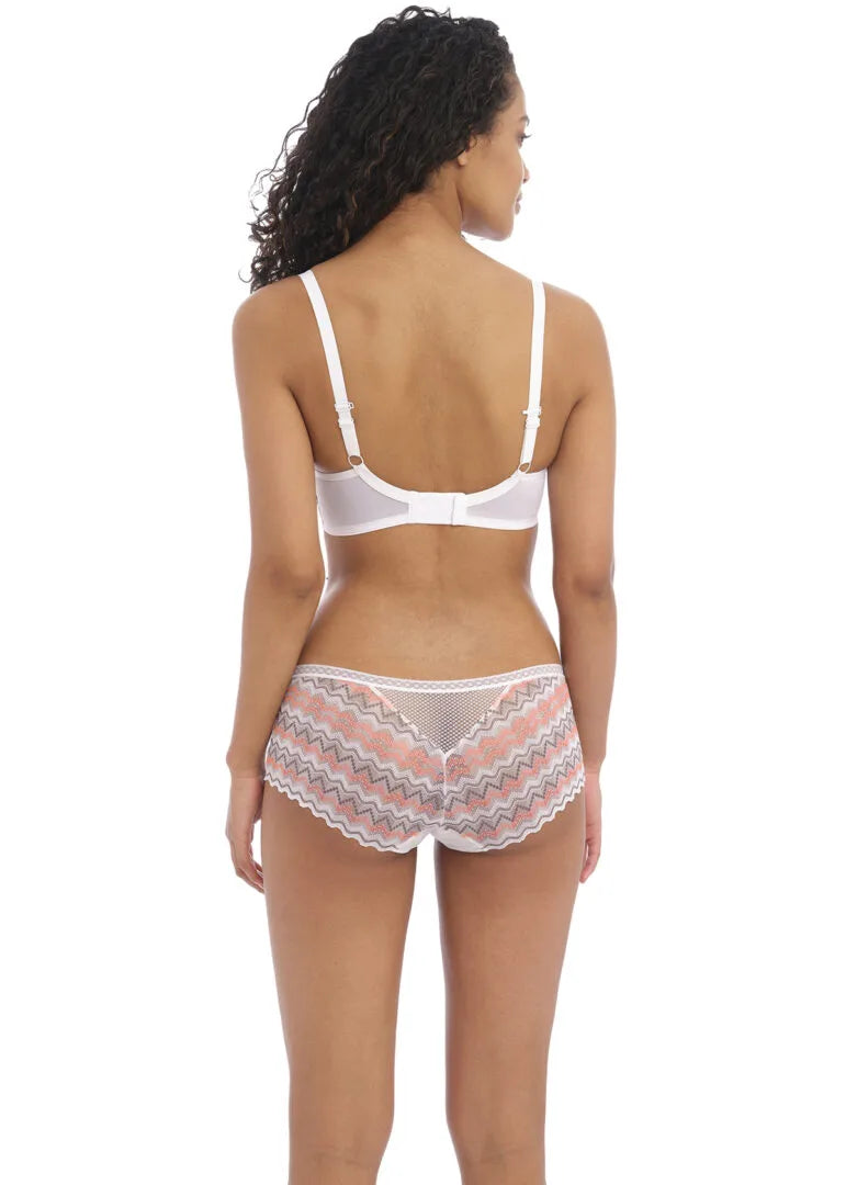 Festival Vibe Molded Plunge Bra from Freya in White/Coral at Belle Lacet Lingerie.
