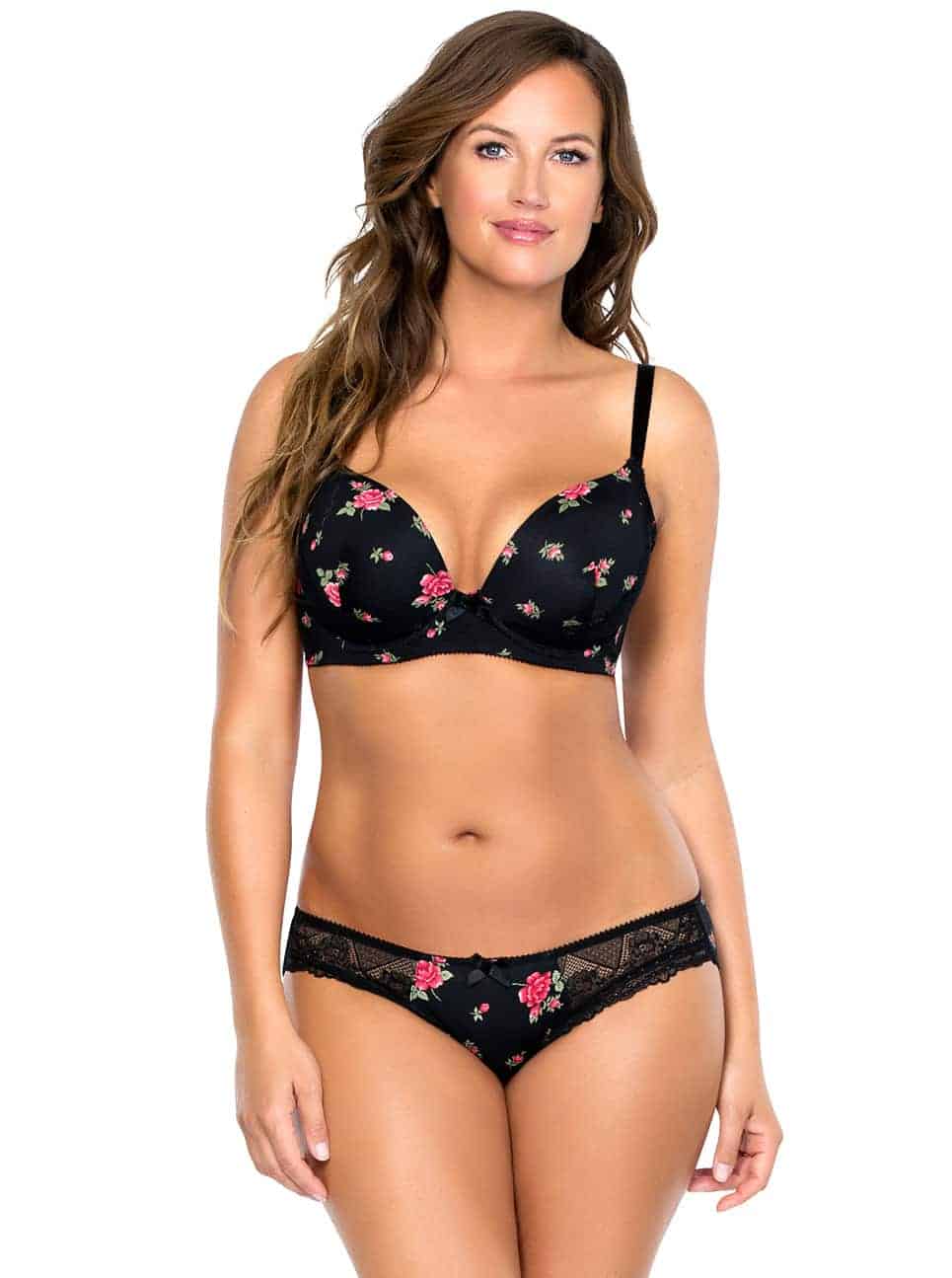 full frontal view of Parfait Casey Molded Plunge Bra in floral