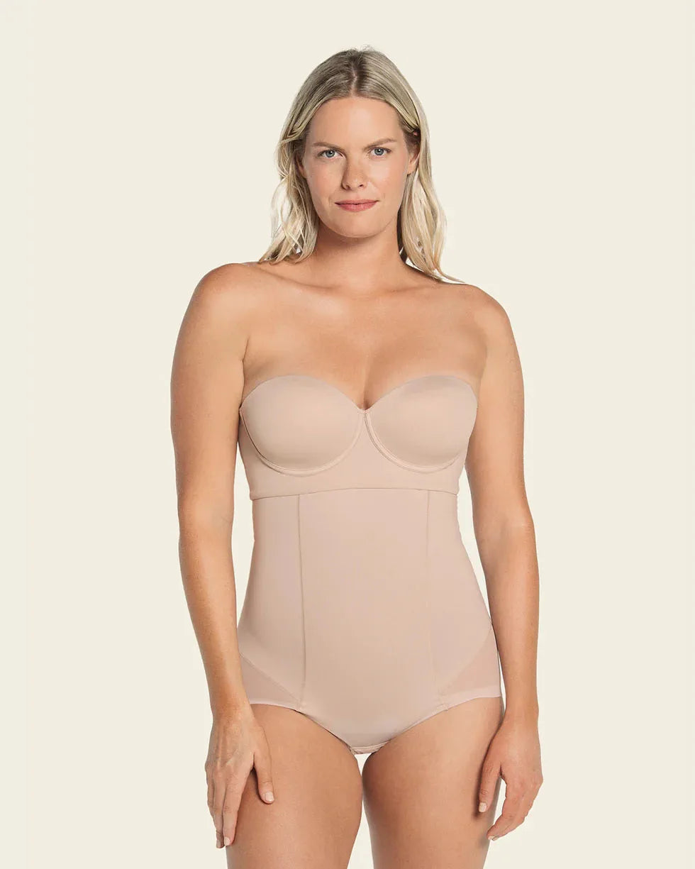 Extra high-waisted sheer bottom sculpting shaper panty by Leonisa at Belle Lacet Lingerie