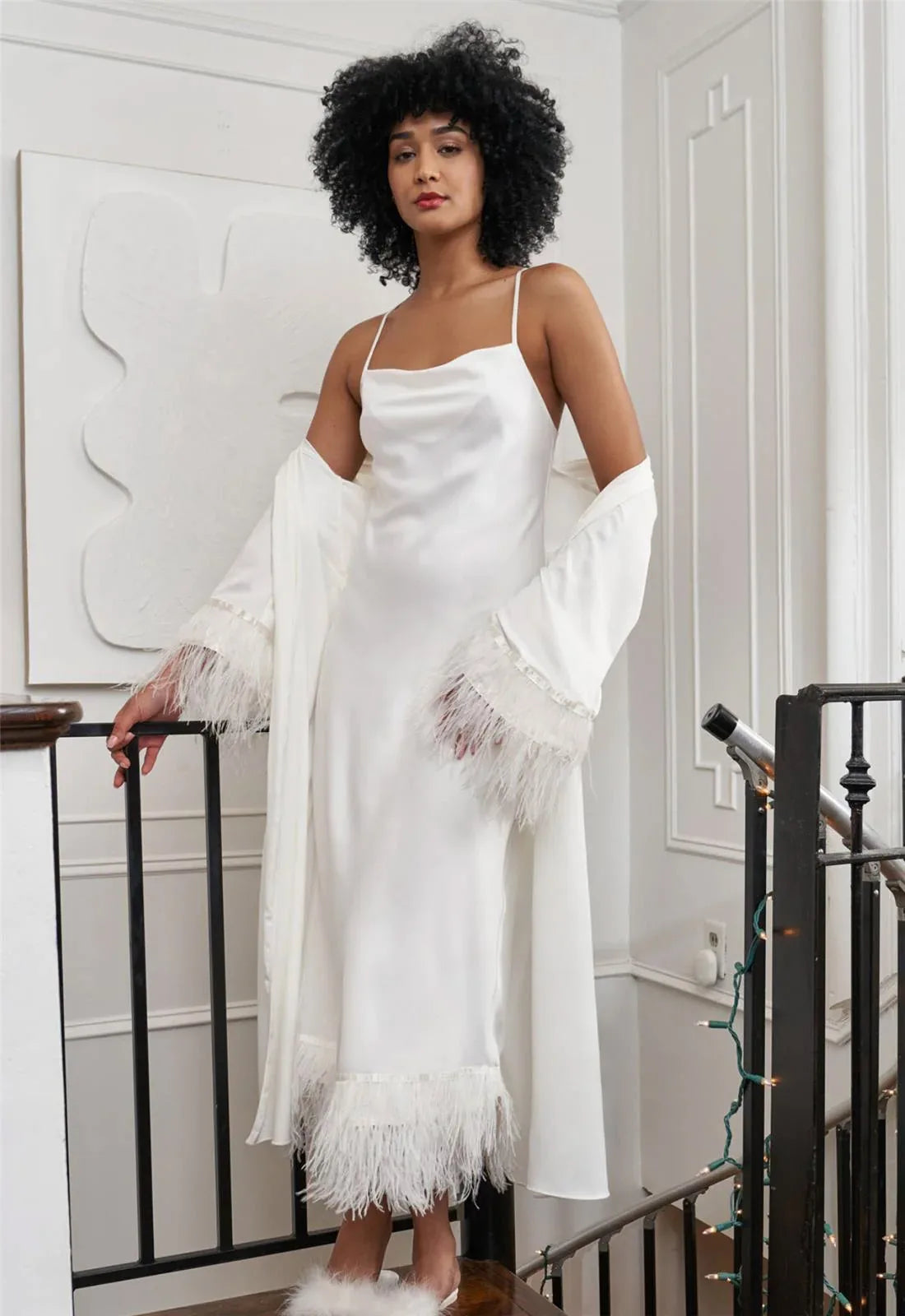 Swan Feather Robe and Gown at Belle Lacet Lingerie
