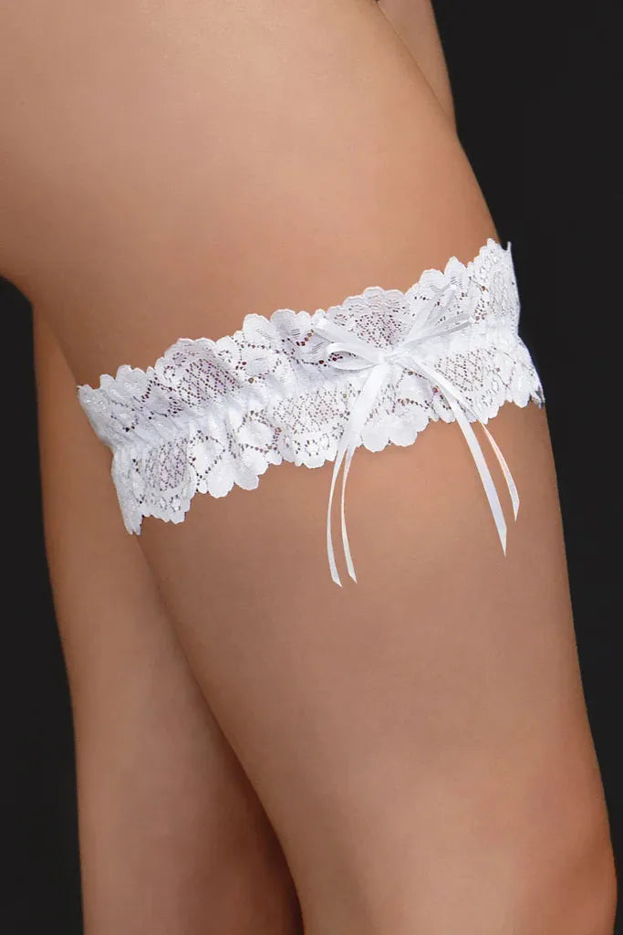 Jane Lace garter with satin bow accent at Belle Lacet Lingerie