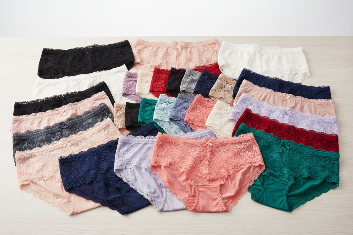 Brief panties with soft cotton and lace full-coverage styles