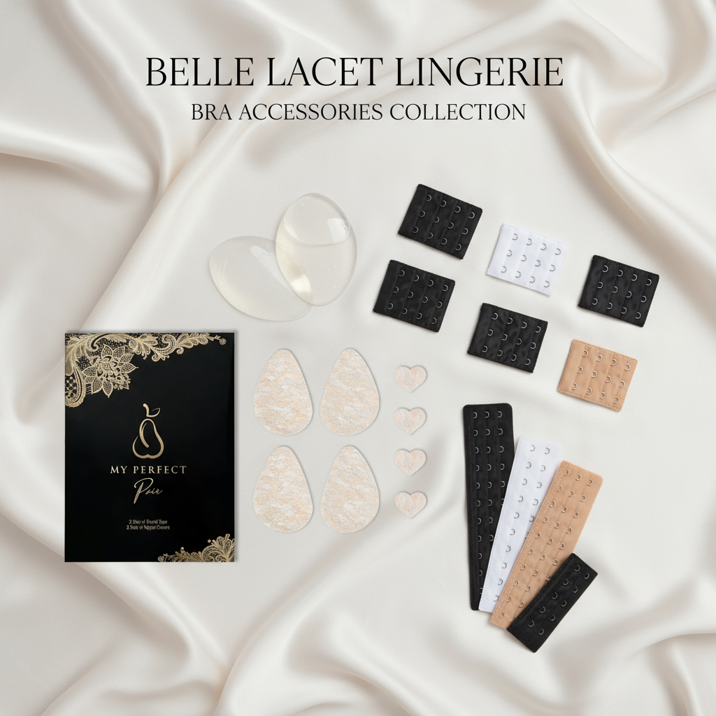 AI generated image of Bra accessories including extenders, straps, and pads collection