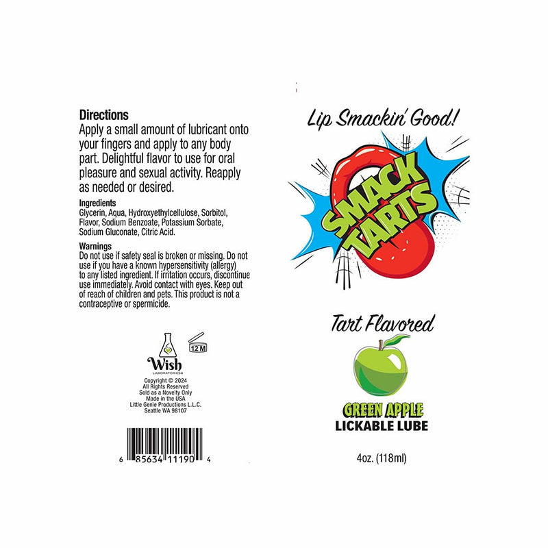 Smack Tarts Lick Sour GreenApple Lub 4oz-Belle Lacet Lingerie