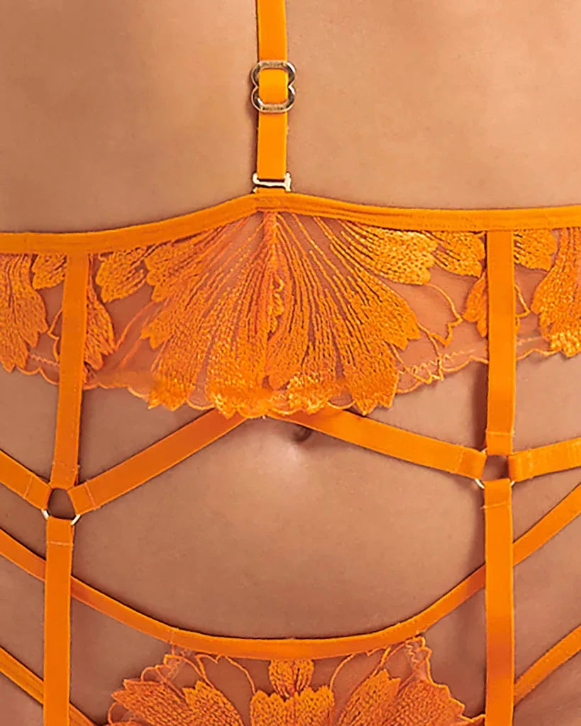 Colette Suspender Harness in Orange at Belle Lacet Lingerie, Phoenix and Gilbert