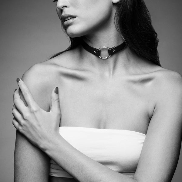 Bijoux Indiscrets Maze Single Ring Choker - Black-Belle Lacet Lingerie