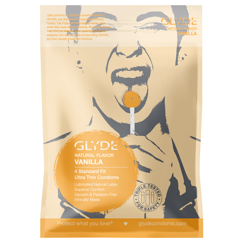 Glyde Organic Condoms 4pk  - Assorted Flavors-Belle Lacet Lingerie