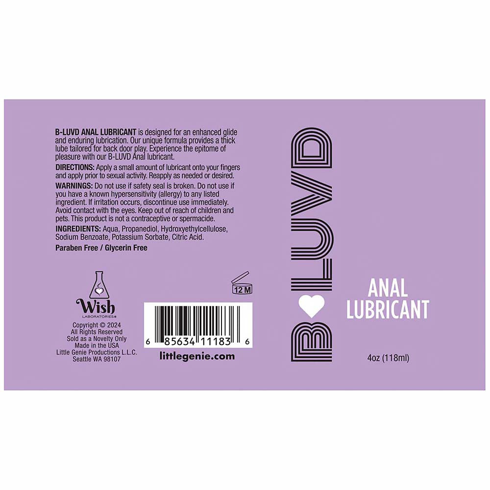 B-Luvd Anal Lube 4oz-Belle Lacet Lingerie B-Luvd Anal Lube 4oz-Belle Lacet Lingerie