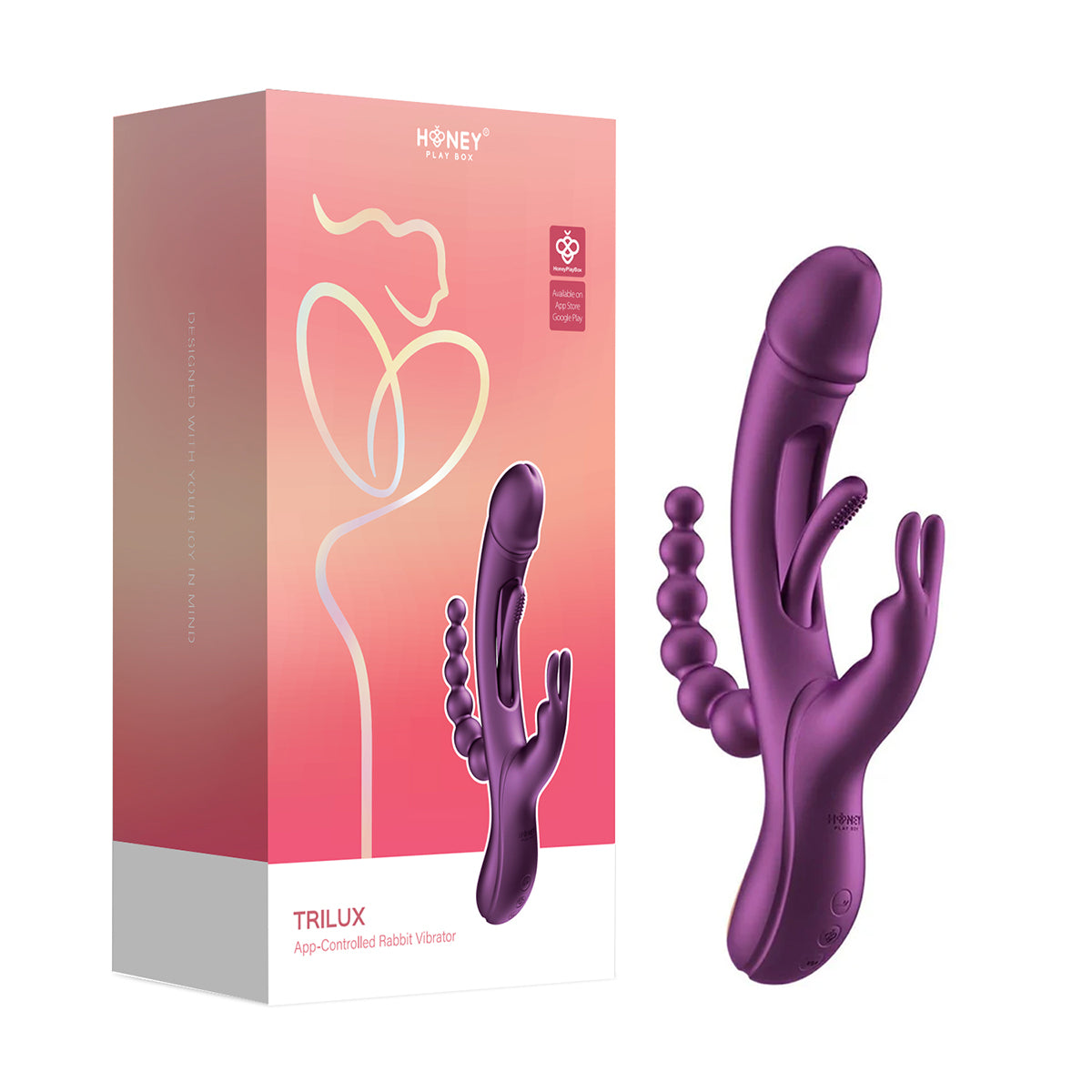 Honey Play Box Trilux Kinky Finger Rabbit Vibrator with Anal Beads Purple-Belle Lacet Lingerie Honey Play Box Trilux Kinky Finger Rabbit Vibrator with Anal Beads Purple-Belle Lacet Lingerie