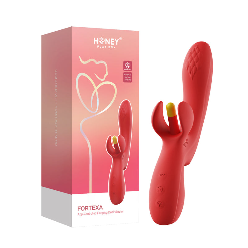 Honey Play Box Fortexa App-Controlled Kinky Finger Flapping Dual Stimulator Red-Belle Lacet Lingerie