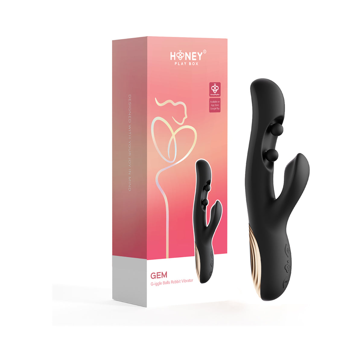 Honey Play Box Gem Pressure Sensing App-Controlled Twin Balls Rabbit Black-Belle Lacet Lingerie