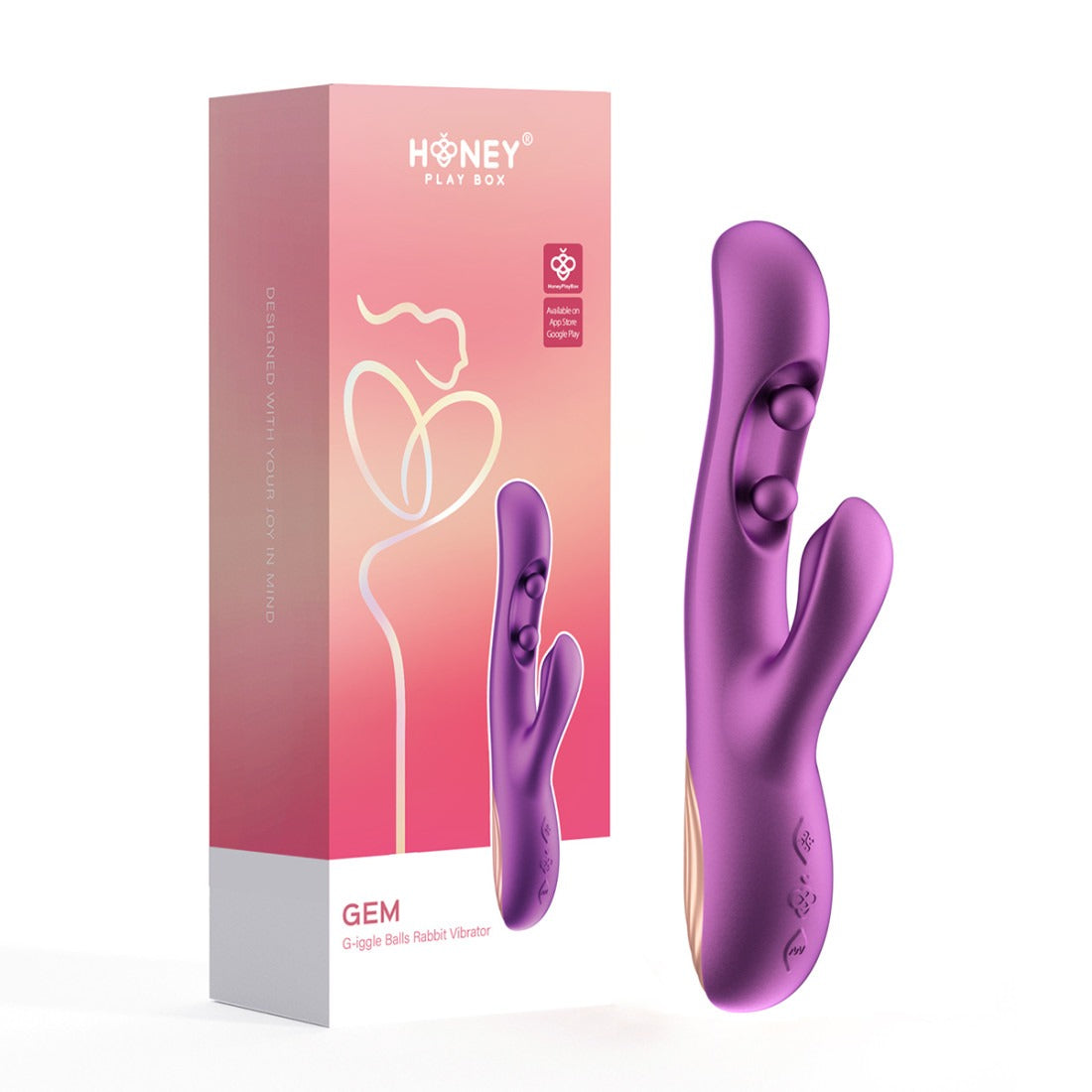 Honey Play Box Gem Pressure Sensing App-Controlled Twin Balls Rabbit Purple