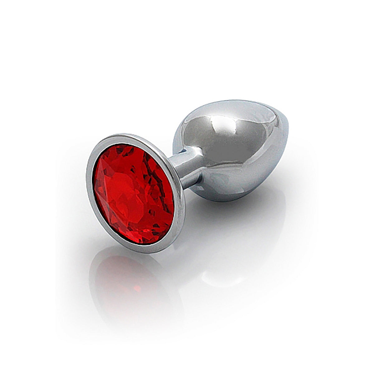 Shots Ouch! Round Gem Butt Plug Small - Silver/Ruby Red-Belle Lacet Lingerie Shots Ouch! Round Gem Butt Plug Small - Silver/Ruby Red-Belle Lacet Lingerie