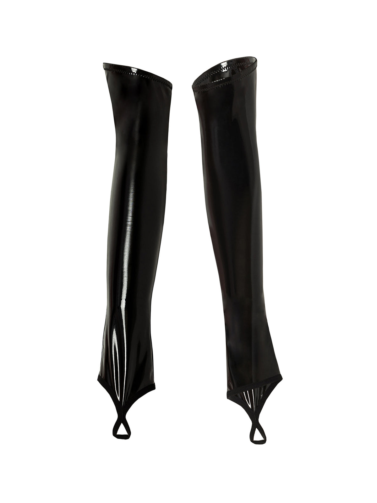 Cheeky faux latex gloves with finger loop for seductive styling