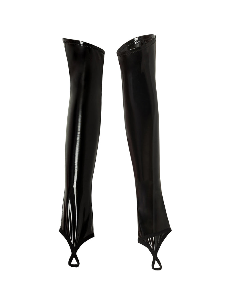 Cheeky faux latex gloves with finger loop for seductive styling