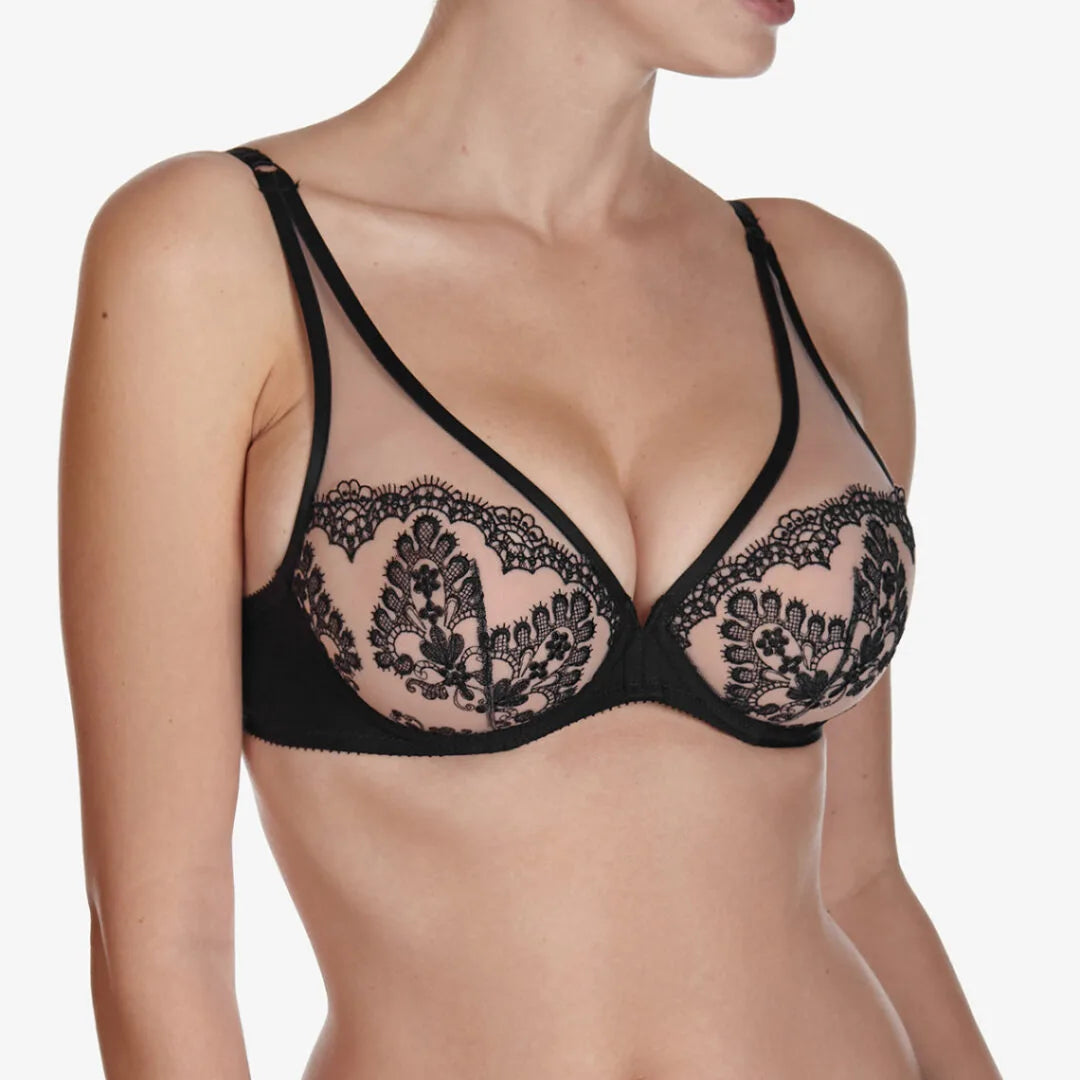 FLAT WHITE Plunge Underwired Bra at Belle Lacet Lingerie