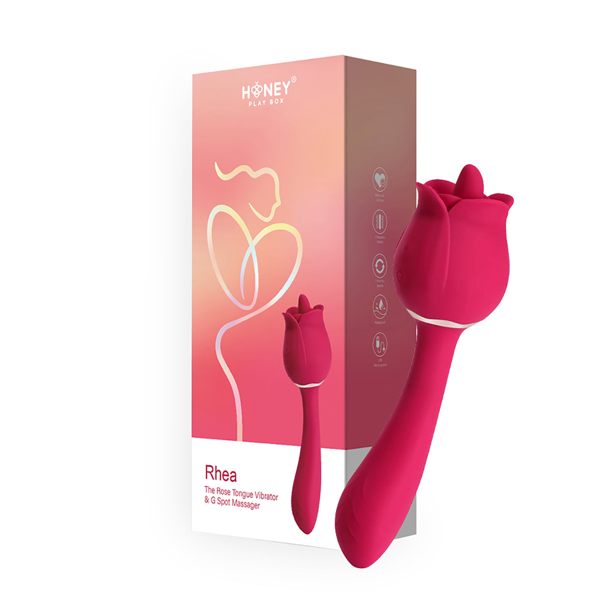 Rhea The Rose Massager - Red-Belle Lacet Lingerie Rhea The Rose Massager - Red-Belle Lacet Lingerie