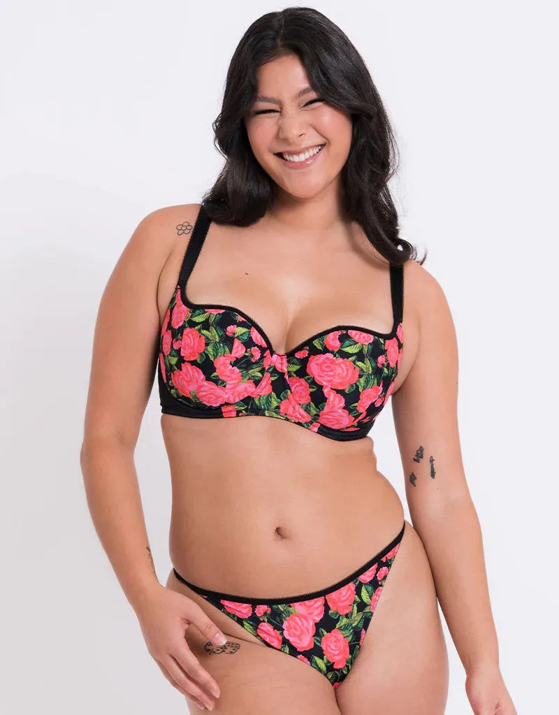 Boost in Bloom padded balcony bra and thong at Belle Lacet Linerie