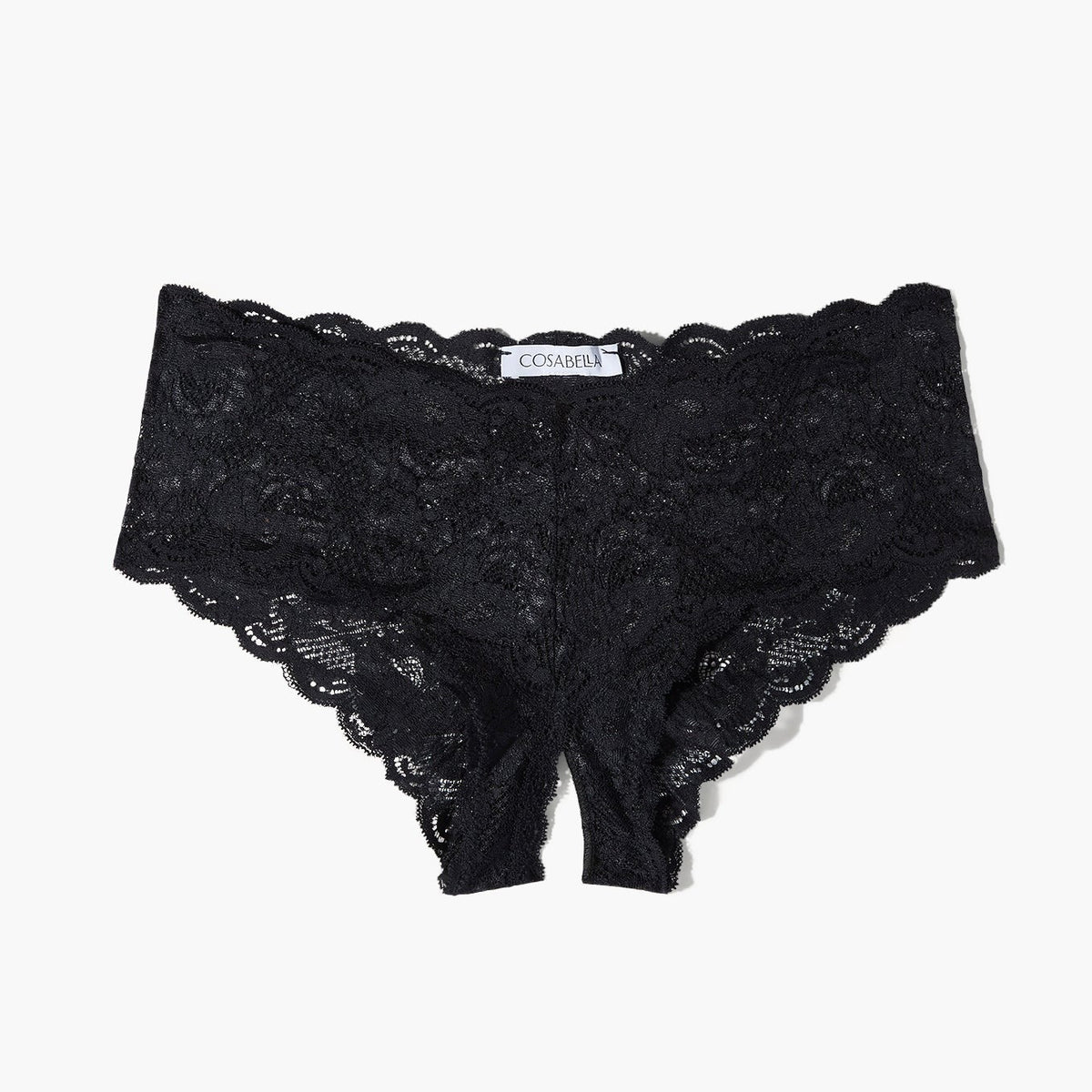 Black lace underwear on a white background