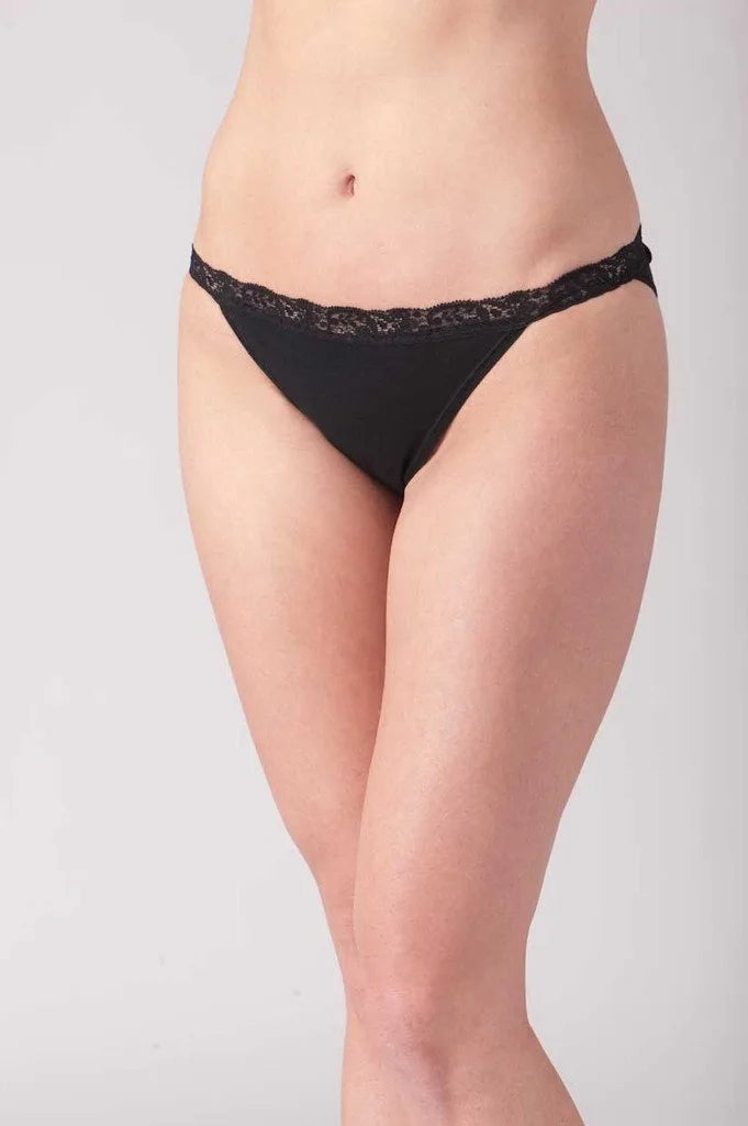 Lace Trim Thong from cotn at Belle Lacet Lingerie.
