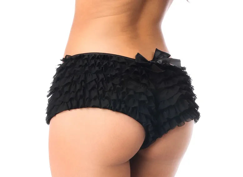 Black Ruffle Panty with Bow Accent by Daisy Corsets at Belle Lacet Lingerie