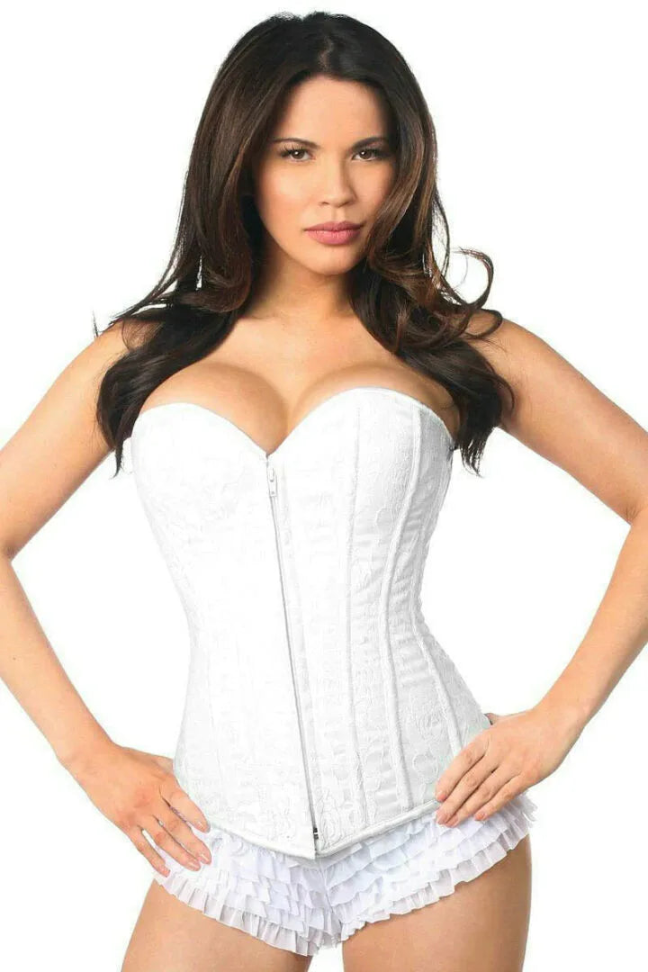 Lace Zip-Up Overbust Corset at Belle Lacet Lingerie in Phoenix and Gilbert