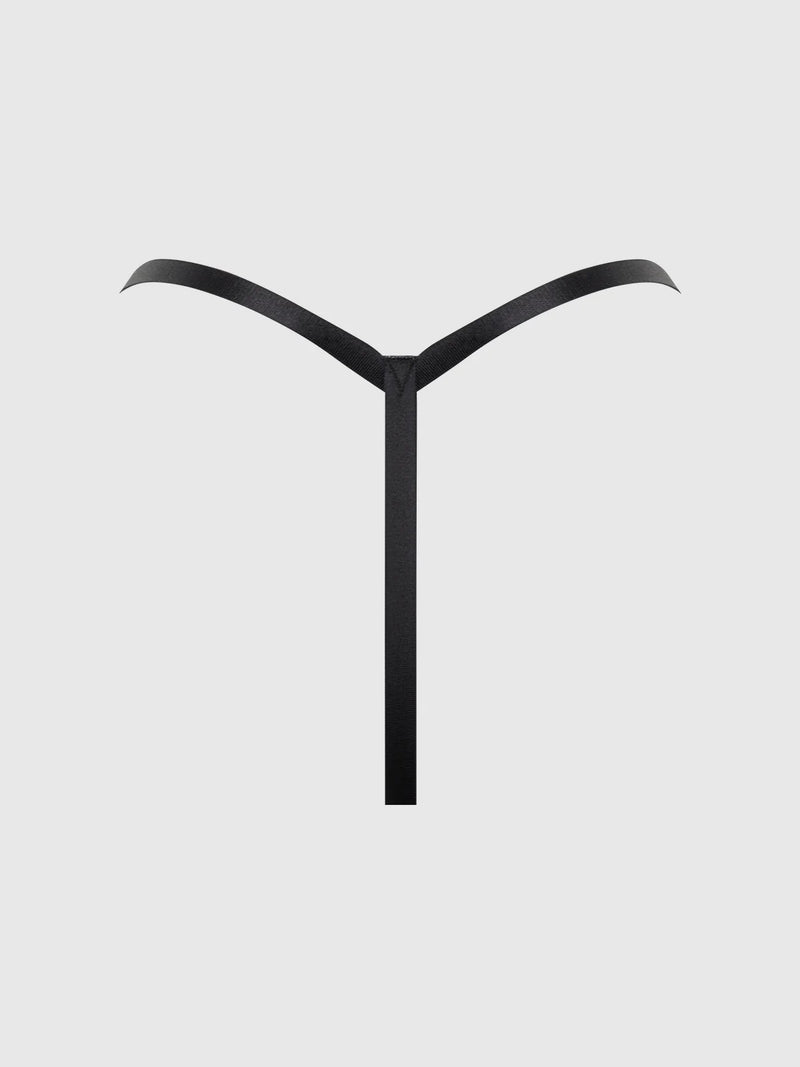 Black Y-shaped object on a light gray background