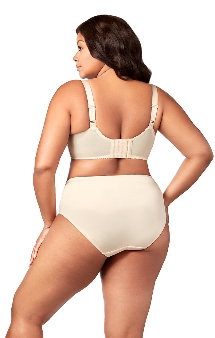 Back view of the Elila Swiss Embroidery Wireless Soft Cup Bra with adjustable straps and hook-and-eye closure.