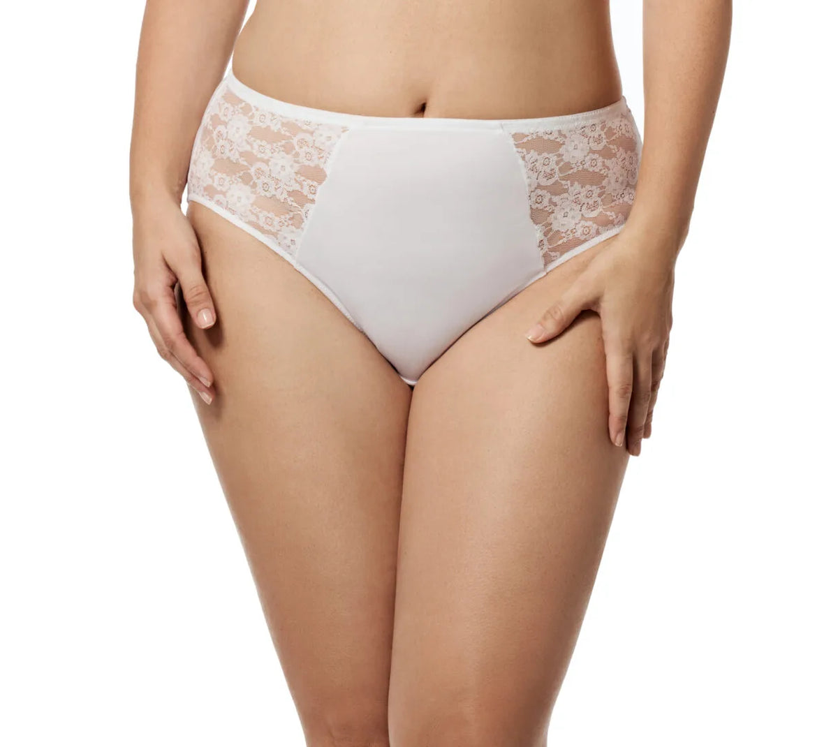 Elila Lace and microfiber panty 3503 in white at Belle Lacet Lingerie