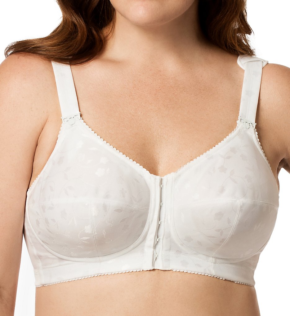 White bra worn by a person on a white background
