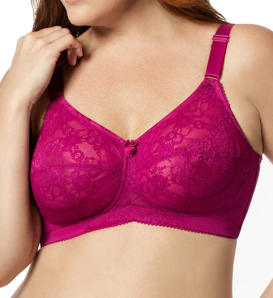 Elila Full Coverage Stretch Lace Underwired Bra - Red - Curvy Bras