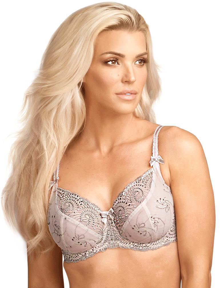 Cloud Mix color. front view. Nicole See-Thru Underwire Bra from Fit Fully Yours<span style="font-family: -apple-system, BlinkMacSystemFont, 'San Francisco', 'Segoe UI', Roboto, 'Helvetica Neue', sans-serif; font-size: 0.875rem;"> delivers all day comfort and superior support in a sheer style. It's fabulously feminine and perfect for full busted women.