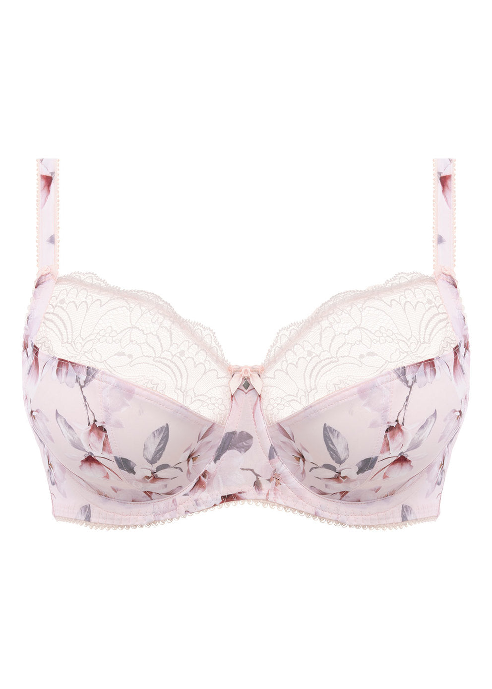 Floral-patterned bra on a white background