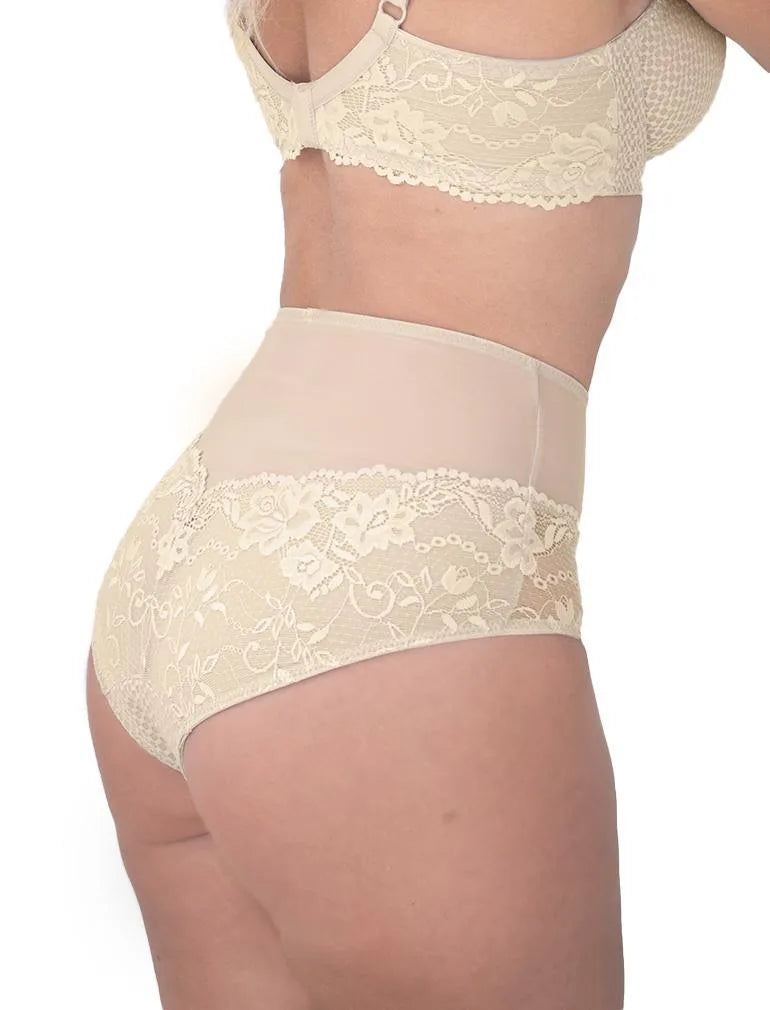 SERENA Lace Brief in Soft Nude at Belle Lacet Lingerie.