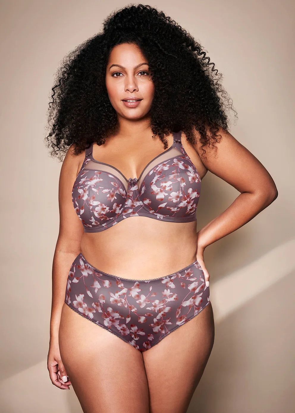 KAYLA Banded Bra by Goddess in Grey Blossom at Belle Lacet Lingerie.