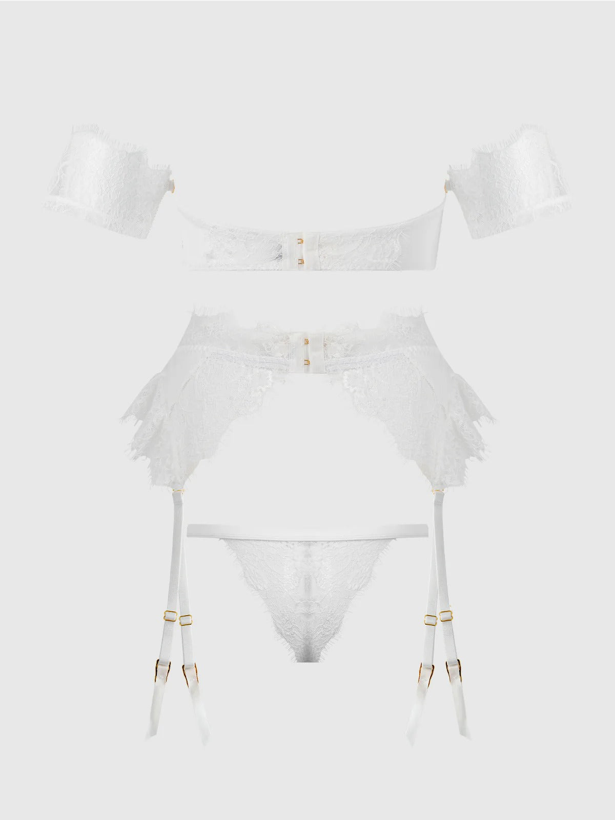 Bridal Satin & Lace Strapless Bra, Garter Belt & Tanga Set Bridal Satin & Lace Strapless Bra, Garter Belt & Tanga Set