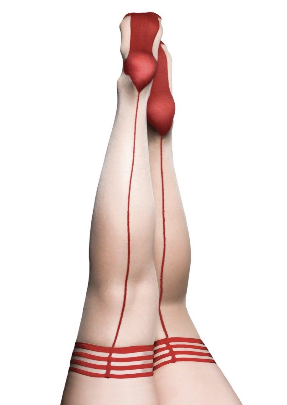 Red striped stockings on a white background