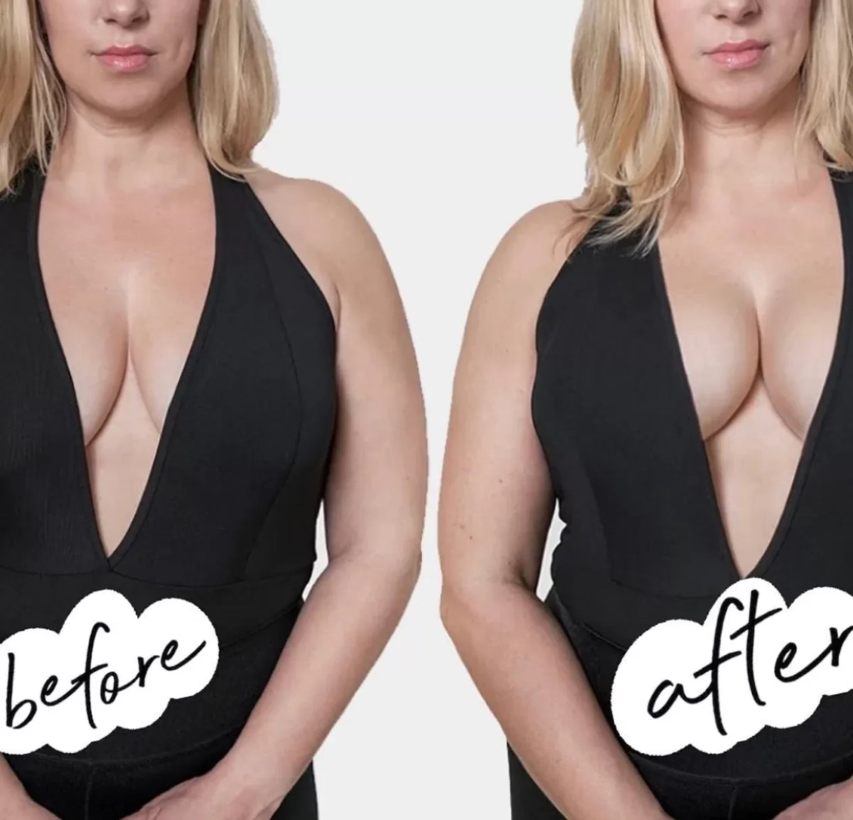 Lovely in Lace Breast Tape demo (before and after)