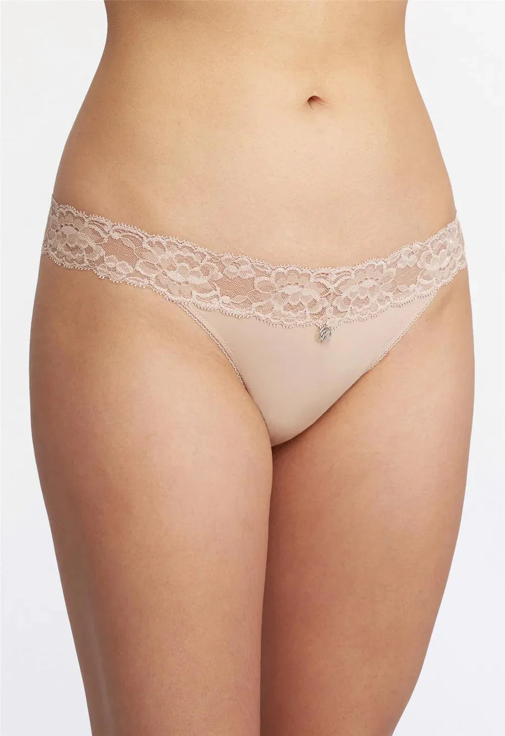 Essential Cotton Thong with Lace Band at Belle Lacet Lingerie