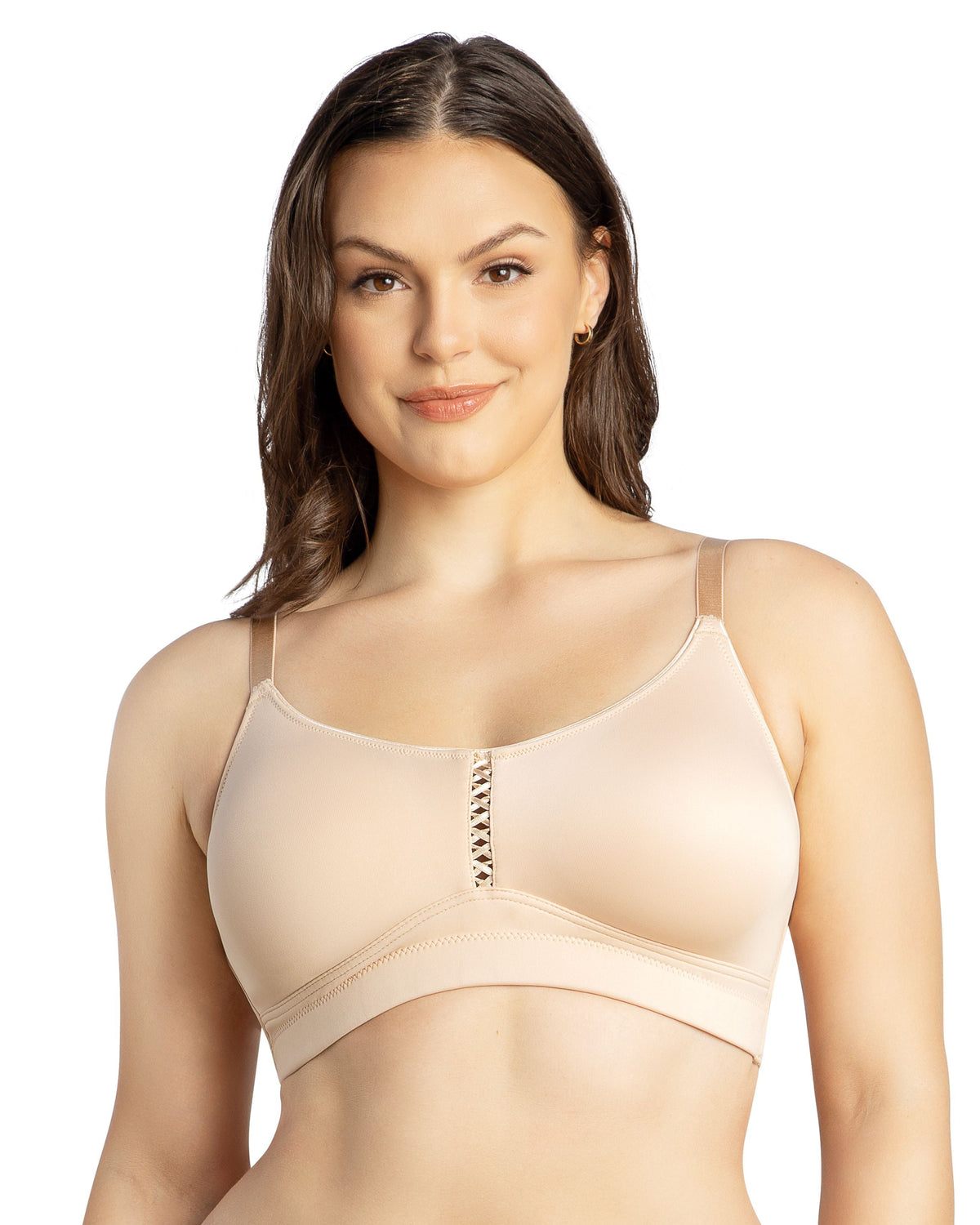 Seamless wire-free bralette with removable pads and double-lined cups for smooth, everyday comfort.