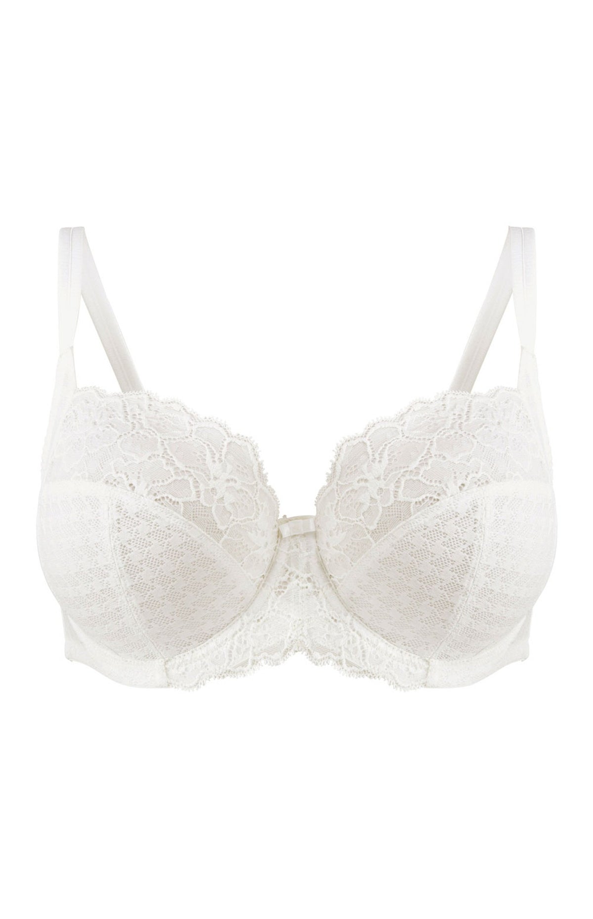 White lace bra on a white background