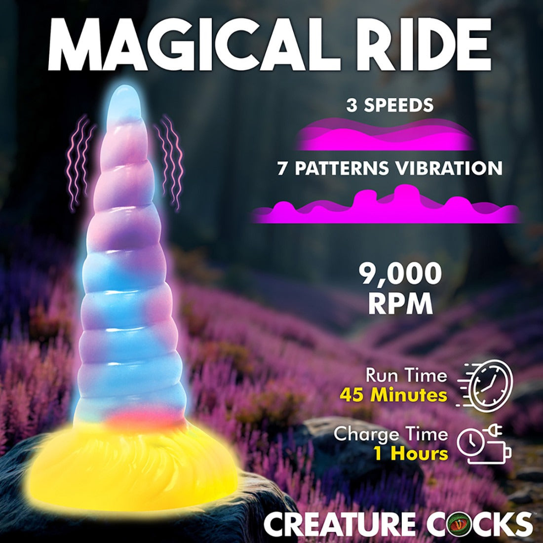 Creature Cocks Unicorn GITD Vib Dildo-Belle Lacet Lingerie