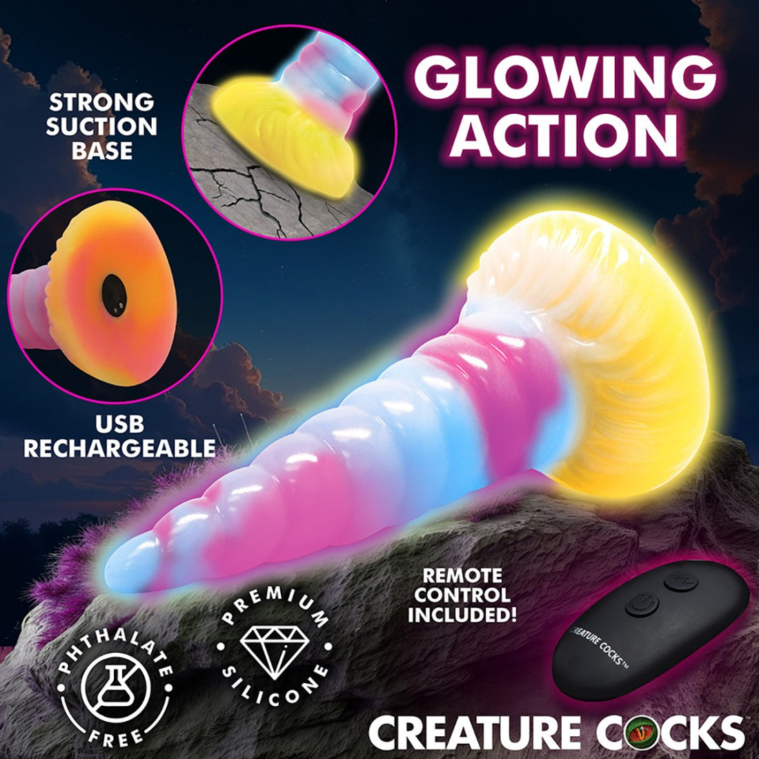 Creature Cocks Unicorn GITD Vib Dildo-Belle Lacet Lingerie