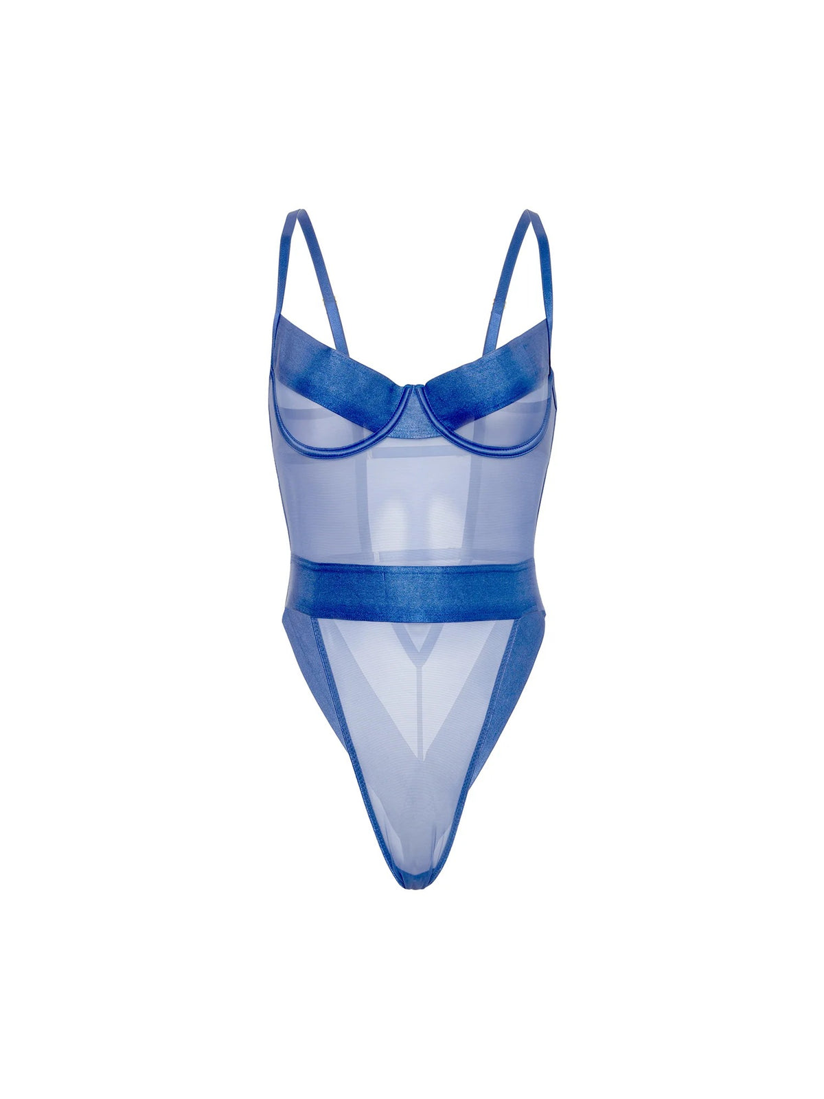Oh La La Cheri Gia Strappy Mesh Teddy with modern strappy styling and sheer mesh construction.